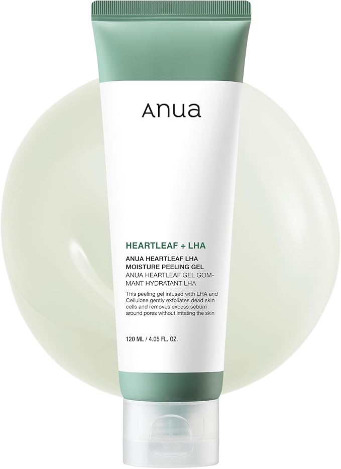 Anua Heartleaf LHA Moisture Peeling Gel tube with light green cap and gel texture shown